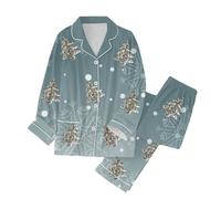 MMRTDJDR Warehouse s Womens Pyjamas Christmas Crew Pyjamas Womens Printed Lounge Pyjama Two Piece Set - Plush Warm and Cosy Fleece Loungewear for Her - Available in Range of Sizes