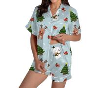 MMRTDJDR Warehouse s Womens Pyjamas Christmas Crew Pyjamas Womens Printed Lounge Pyjama Two Piece Set - Plush Warm and Cosy Fleece Loungewear for Her - Available in Range of Sizes