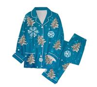 MMRTDJDR Warehouse s Womens Pyjamas Christmas Crew Pyjamas Womens Printed Lounge Pyjama Two Piece Set - Plush Warm and Cosy Fleece Loungewear for Her - Available in Range of Sizes