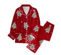 MMRTDJDR Warehouse s Womens Pyjamas Christmas Crew Pyjamas Womens Printed Lounge Pyjama Two Piece Set - Plush Warm and Cosy Fleece Loungewear for Her - Available in Range of Sizes