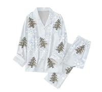 MMRTDJDR Warehouse s Womens Pyjamas Christmas Crew Pyjamas Womens Printed Lounge Pyjama Two Piece Set - Plush Warm and Cosy Fleece Loungewear for Her - Available in Range of Sizes