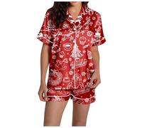 MMRTDJDR Warehouse s Womens Pyjamas Christmas Crew Pyjamas Womens Printed Lounge Pyjama Two Piece Set - Plush Warm and Cosy Fleece Loungewear for Her - Available in Range of Sizes