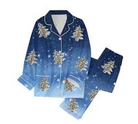 MMRTDJDR Warehouse s Womens Pyjamas Christmas Crew Pyjamas Womens Printed Lounge Pyjama Two Piece Set - Plush Warm and Cosy Fleece Loungewear for Her - Available in Range of Sizes