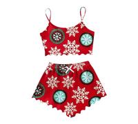 MMRTDJDR Warehouse s Womens Pyjamas Christmas Crew Pyjamas Womens Printed Lounge Pyjama Two Piece Set - Plush Warm and Cosy Fleece Loungewear for Her - Available in Range of Sizes