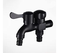 MMRTDJDR Washing Machine Faucet Black one in Two Out Double Outlet Faucet Brass Washing Machine Faucet Double Faucet Garden tap Double Outside tap Brass for Washing Machine, Black A
