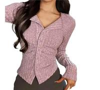 MMRTDJDR Womens pyjamas Autumn Winter Women Pajamas V Neck Pullover Trousers Sets Comfortable Solid Color Casual Fashion Temperament Set-Purple-S 40-45Kg