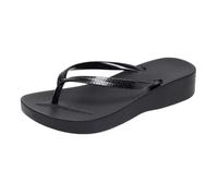 MMRTDJDR Women'S Slide Sandals Black Embossed Strap Wedge Thong Flip Flops,cushioned Footbed Waterproof Non-slip For Shower Home & Short Outdoor Trips
