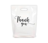MMSBAGS 100/200 Retail Plastic Bags - Stamped Handles - Strong Tear Resistant - Various Sizes and Colours - Perfect for Retail Stores, Parties or any Event, White/Opulent Garden, 15x18", merchandise