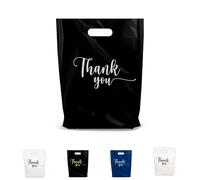 MMSBAGS 100 Thank You Merchandise Bags, 9"x12", 12"x15", 15"x18" 1.25 Mil. (Black, 9x12)