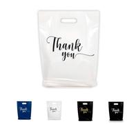 MMSBAGS 100 Thank You Merchandise Bags, 9"x12", 12"x15", 15"x18" 1.25 Mil. (White, 9x12)