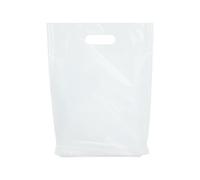 MMSBAGS Clear Retail Plastic Merchandise Bags, Die Cut Handles, Strong, Tear Resistent. Perfect for Retail Stores, Birthdays, Parties or Any Events. Packs of 100/200/500/1000 (12"x15", Clear, 100)