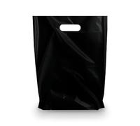 MMSBAGS Retail Plastic Merchandise Bags, Die Cut Handles, Strong, Tear Resistent, different Sizes and Colors. Perfect for Retail Stores, Parties or Any Events. Packs 100/200/500 (500, Black, 12x15)
