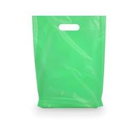 MMSBAGS Retail Plastic Merchandise Bags, Die Cut Handles, Strong, Tear Resistent, different Sizes and Colors. Perfect for Retail Stores, Parties or Any Events. Packs 100/200/500 (500, Green, 12x15)
