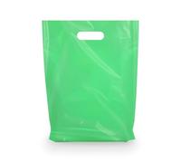 MMSBAGS Retail Plastic Merchandise Bags, Die Cut Handles, Strong, Tear Resistent, different Sizes and Colors. Perfect for Retail Stores, Parties or Any Events. Packs 100/200/500 (500, Green, 15x18)