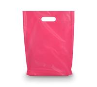 MMSBAGS Retail Plastic Merchandise Bags, Die Cut Handles, Strong, Tear Resistent, different Sizes and Colors. Perfect for Retail Stores, Parties or Any Events. Packs 100/200/500 (500, Fucsia, 12x15)