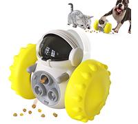 MMSGA Pet Toy Tumbler, Cat Dog Leaky Food Toy,Pet Slow Feeder Interactive Tumbler Educational Toy Non-electrically Driven Balance Car，for IQ Training and Foraging Skills (Yellow)