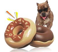 MMSGA Squeaky Donut Dog Toy for Aggressive Chewers，Doughnut shaped dog chewing toy with a creamy aroma，for Aggressive Chewers Medium Large Breed，Indoor and Outdoor Toys for Dogs (Coffee)
