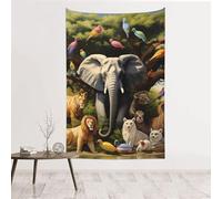 MMSJSBVY African Animals Decorative Tapestry 60x40in, Wall Art Wall Covering, Suitable As A Bedhead Backdrop, Beach Towel, Or Tablecloth
