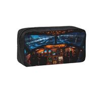 MMSJSBVY Airplane Cockpit. Large Capacity Pencil Case, Oxford Fabric Stationery Organizer with Smooth Zipper for School Office Travel