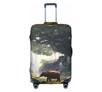MMSJSBVY Ancient Big Tree Animal Landscape Elastic Luggage Cover - Dust and Scratch Resistant Trolley Luggage Protector for 18-32 Inch Luggage L