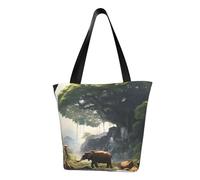 MMSJSBVY Ancient Big Tree Animal Landscape Women'S Handbag Shopping Bag, Large Capacity Tote Bag, Suitable For Shopping, Beach Trips, And Fitness