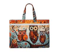 MMSJSBVY Anime Owl Stylish Canvas Document Bag, Large Capacity Tote With Dual Zipper Pockets For Commuting And Study