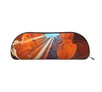 MMSJSBVY Antelope Canyon Leather Pencil Pouch - Half Round Organizer with Zipper for Pens, Cosmetics and Travel
