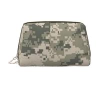 MMSJSBVY Army Digital Camouflage Leather Makeup Bag, Large-Capacity Travel Storage Bag, Dual-Purpose Toiletries and Makeup Bag