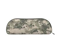 MMSJSBVY Army Digital Camouflage Leather Pencil Pouch - Half Round Organizer with Zipper for Pens, Cosmetics and Travel