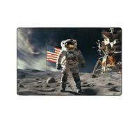 MMSJSBVY Astronaut Landing On The Moon Flannel Floor Mat 60x39 Inches - Soft, Non-Slip, Absorbent Memory Foam Carpet, Suitable For Living Rooms/Bedrooms/Offices -Washable Floor Mat