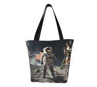 MMSJSBVY Astronaut Landing On The Moon Women'S Handbag Shopping Bag, Large Capacity Tote Bag, Suitable For Shopping, Beach Trips, And Fitness