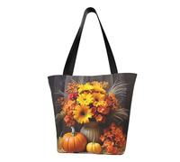 MMSJSBVY Autumn Flowers Haystack Pumpkin Women'S Handbag Shopping Bag, Large Capacity Tote Bag, Suitable For Shopping, Beach Trips, And Fitness