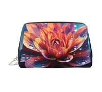 MMSJSBVY Beautiful Color Flower Leather Makeup Bag, Large-Capacity Travel Storage Bag, Dual-Purpose Toiletries and Makeup Bag