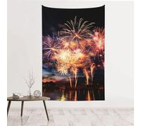 MMSJSBVY Beautiful Fireworks Decorative Tapestry 60x40in, Wall Art Wall Covering, Suitable As A Bedhead Backdrop, Beach Towel, Or Tablecloth