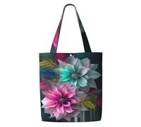MMSJSBVY Beautiful Flowers Canvas Shoulder Tote Bag, Lightweight Polyester Shopping Tote, Reusable Daily Handbag For Work, School And Grocery