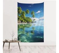 MMSJSBVY Beautiful Island In The Sea Decorative Tapestry 60x40in, Wall Art Wall Covering, Suitable As A Bedhead Backdrop, Beach Towel, Or Tablecloth