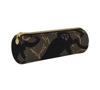 MMSJSBVY Black Gibbon Monkey Cylinder Pencil Storage Bag, Leather Pencil Pouch, Lovely Large Capacity, Suitable for Students Office Travel Make-Up Brush Storage with Zip