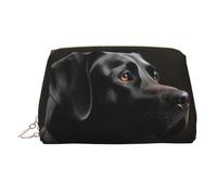 MMSJSBVY Black Labrador Leather Makeup Bag, Large-Capacity Travel Storage Bag, Dual-Purpose Toiletries and Makeup Bag
