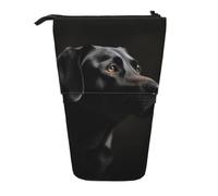 MMSJSBVY Black Labrador Retractable Pencil Case Standing Pencil Pouch Oxford Cloth Pen Organizer Zipper Stationery Bag for School Office