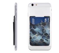 MMSJSBVY Blue Hexagons and Diamonds Mobile Phone Case Card Holder - Adhesive Pu Leather Id Case for The Back of Most Smartphones