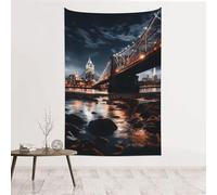 MMSJSBVY Bridge At Night Decorative Tapestry 60x40in, Wall Art Wall Covering, Suitable As A Bedhead Backdrop, Beach Towel, Or Tablecloth