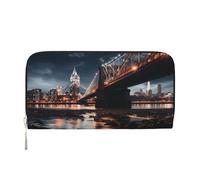 MMSJSBVY Bridge At Night Long Wallet for Women Leather Zipper Wallet Large Capacity Clutch Wallet with Card Slots