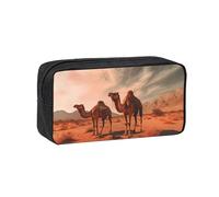 MMSJSBVY Camels Rest Desert Large Capacity Pencil Case, Oxford Fabric Stationery Organizer with Smooth Zipper for School Office Travel
