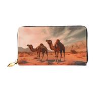 MMSJSBVY Camels Rest Desert Women's Wallet, Leather Wallet with Zip, Long Clutch Bag