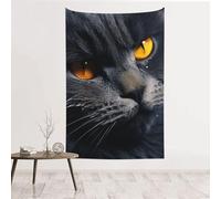 MMSJSBVY Cats With Yellow Eyes Decorative Tapestry 60x40in, Wall Art Wall Covering, Suitable As A Bedhead Backdrop, Beach Towel, Or Tablecloth