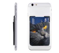 MMSJSBVY Cats with Yellow Eyes Mobile Phone Case Card Holder - Adhesive Pu Leather Id Case for The Back of Most Smartphones