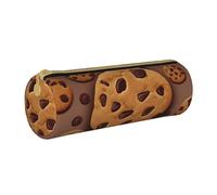 MMSJSBVY Chocolate Cookie Cylinder Pencil Storage Bag, Leather Pencil Pouch, Lovely Large Capacity, Suitable for Students Office Travel Make-Up Brush Storage with Zip