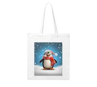 MMSJSBVY Christmas Funny Penguin Canvas Tote Bag, Large Canvas Handbag With Double-Sided Heat Transfer Print For Shopping Travel Work Gifts