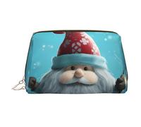 MMSJSBVY Christmas Traditional Gnome Leather Makeup Bag, Large-Capacity Travel Storage Bag, Dual-Purpose Toiletries and Makeup Bag