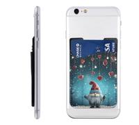MMSJSBVY Christmas Traditional Gnome Mobile Phone Case Card Holder - Adhesive Pu Leather Id Case for The Back of Most Smartphones